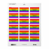 Waterverf Rainbow Gay Pride Retouradres Etiket (Full Sheet)