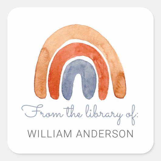 Waterverf Rainbow Gepersonaliseerde Bladplaat Vierkante Sticker (Voorkant)