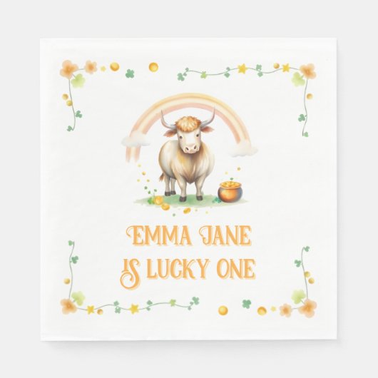 Waterverf Rainbow Gold St Patricks Day Lucky One Servet (Voorkant)