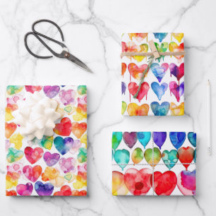 Waterverf Rainbow Heart Inpakpapier Vel