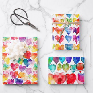 Waterverf Rainbow Heart Inpakpapier Vel