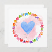 Waterverf Rainbow Heart Kaart (Voorkant / Achterkant)