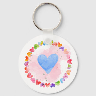 Waterverf Rainbow Heart Keychain