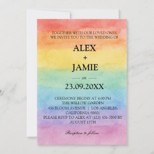 Waterverf Rainbow LGBT Gay Huwelijksuitnodiging Kaart