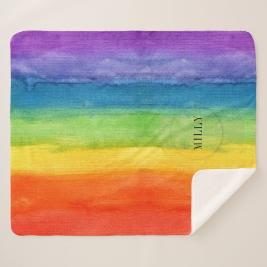 Waterverf Rainbow Modern Custom Sherpa Deken (Voorkant (horizontaal))