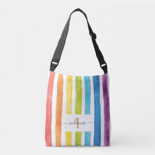 Waterverf Rainbow Monogram Name Script Daughter Crossbody Tas