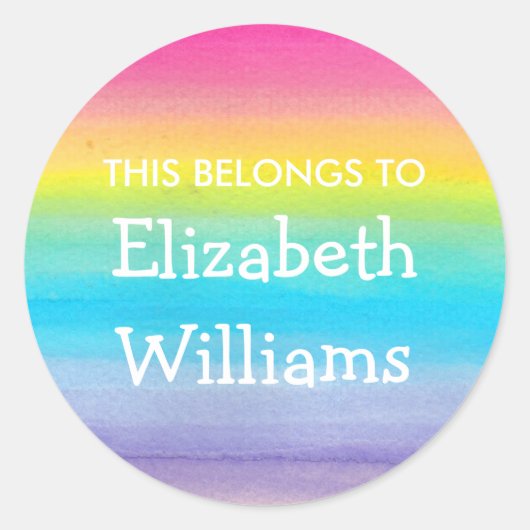 Waterverf Rainbow-naam Etiket stickers (Voorkant)