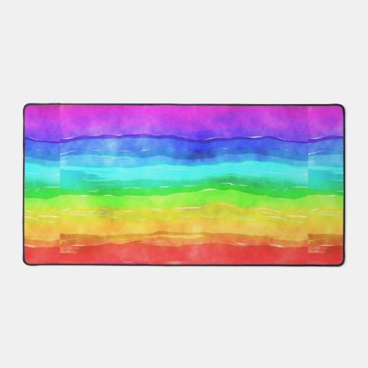 Waterverf Rainbow Stripes Design Desk Mat (Voorkant)