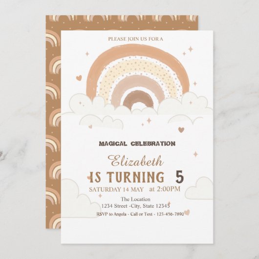 Waterverf Rainbows Clouds Birthday Uitnodiging (Voorkant / Achterkant)
