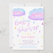 Waterverf Raindrop Baby shower Invitation Kaart (Voorkant)