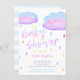 Waterverf Raindrop Baby shower Invitation Kaart