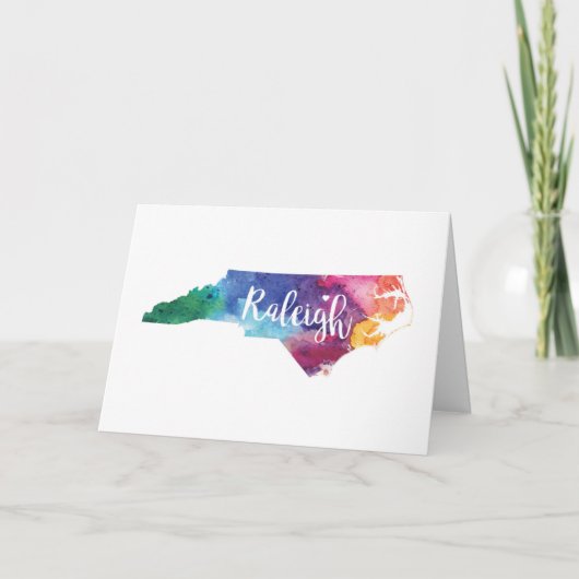 Waterverf Raleigh, North Carolina Kaart (Voorkant)