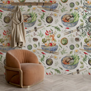 Waterverf Ramen Patroon Keuken Behang