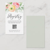 Waterverf Ranunculus Wedding QR Code Registry Informatiekaartje (Voorkant / Achterkant)