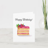 Waterverf Raspberry Cake Verjaardag Kaart (Voorkant)