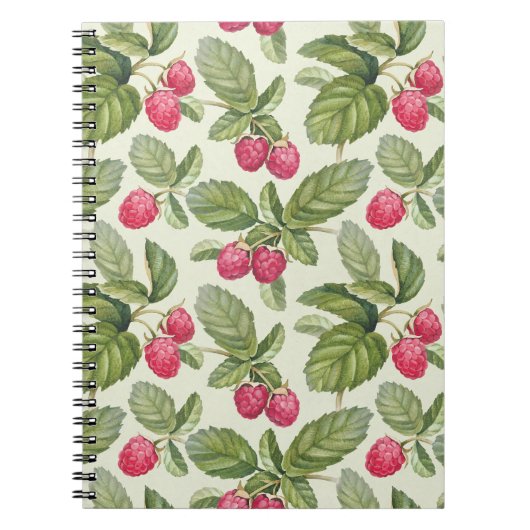 Waterverf Raspberry Naadloos Patroonontwerp Notitieboek (Voorkant)