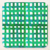 Waterverf raster - groen vierkante kartonnen onderzetter (Voorkant)