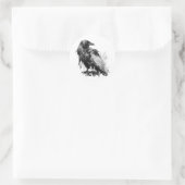Waterverf Raven - B&W Ronde Sticker (Tas)