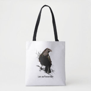 Waterverf Raven Bird Art Black Quote Draagtas