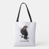 Waterverf Raven Bird Art Black Quote Draagtas (Achterkant)