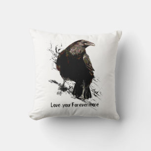Waterverf Raven Bird Art Black Quote Kussen