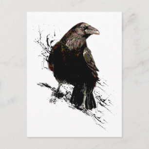 Waterverf Raven Bird Art Briefkaart