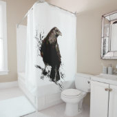 Waterverf Raven Bird Art Douchegordijn (In situ)