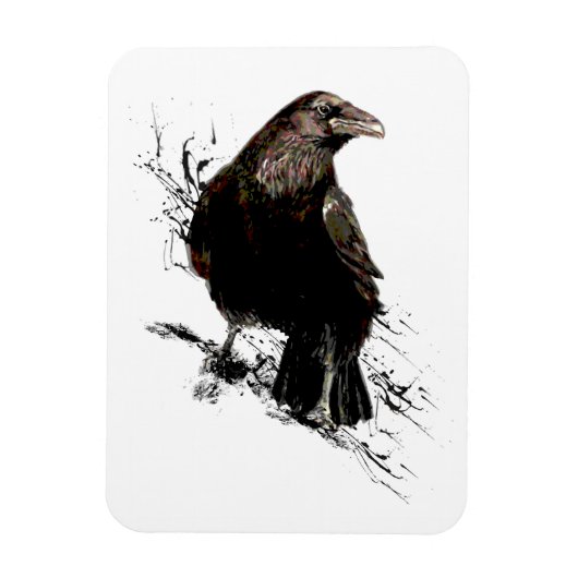 Waterverf Raven Bird Art Magneet (Verticaal)