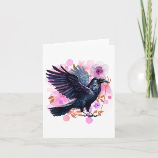 Waterverf Raven Blank Notitiekaartje (Voorkant)