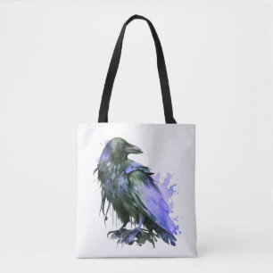 Waterverf Raven - Blauw Draagtas