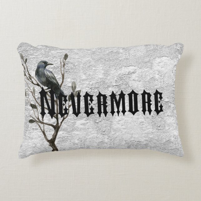 Waterverf Raven Nevermore Accent Kussen (Voorkant)