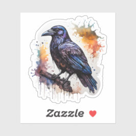 Waterverf Raven Sticker