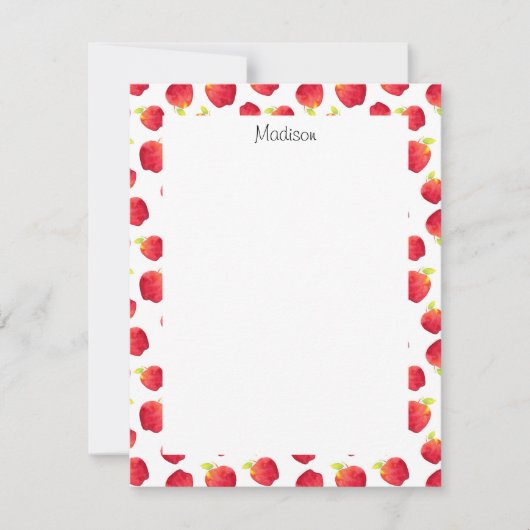 Waterverf Red Apple Pattern Notitiekaartje (Voorkant)