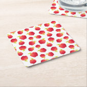Waterverf Red Apple Pattern Vierkante Kartonnen Onderzetter (Schuin)