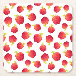 Waterverf Red Apple Pattern Vierkante Kartonnen Onderzetter