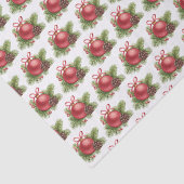 Waterverf Red Ball Ornament Pattern Christmas Tissuepapier (Detail)