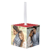 Waterverf Red Barn Foto Kubus Ornament (Achter hoekig)