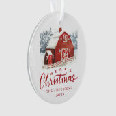 Waterverf Red Barn Foto Ornament (voorkant)