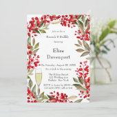 Waterverf Red Berry krans Brunch & Bubbly Kaart (Staand voorkant)