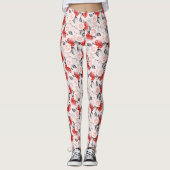 Waterverf Red Black Rozen Pattern Valentijn Love Leggings (Voorkant)