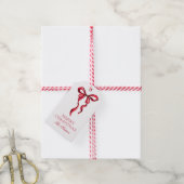 Waterverf Red Bow Christmas Cadeaulabel (Met Touw)