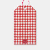Waterverf Red Bow Gingham Cadeaulabel (Achterkant)