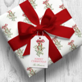 Waterverf Red Bow Mistletoe Christmas Cadeaulabel