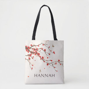 Waterverf Red Cherry Blossom (Sakura) Floral Draagtas