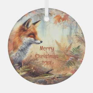 Waterverf Red Fox Herfst herfst kleur Natuur Glas Ornament