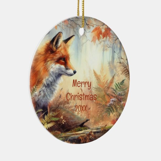 Waterverf Red Fox Herfst herfst kleur Natuur Keramisch Ornament (Rechts)