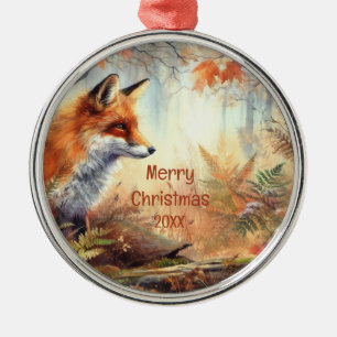 Waterverf Red Fox Herfst herfst kleur Natuur Metalen Ornament