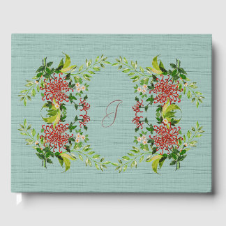 Waterverf Red Gerbera Daisy w / Greenery Gastenboek