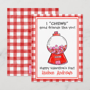 Waterverf Red Gingham Gumballs Valentijns Kaarten