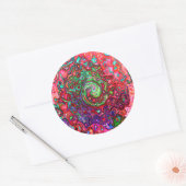 Waterverf Red Groovy Abstract Retro vloeistof Ronde Sticker (Envelop)